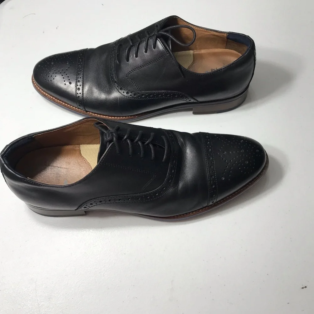 Johnston &Murphy Captoe Men's Black Leather Dress Shoes Size 13W S-03